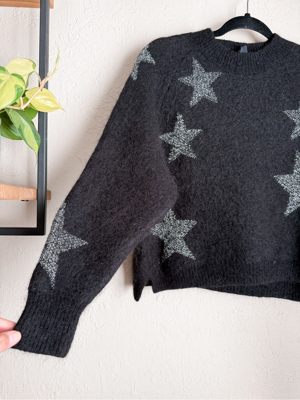 AllSaints Star Sweater in Black & Silver - Picture 2 of 7